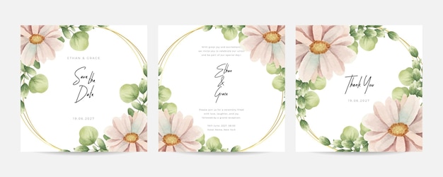 Bridal shower invitation with pink water lily ornament watercolor background Rustic theme wedding card invitation