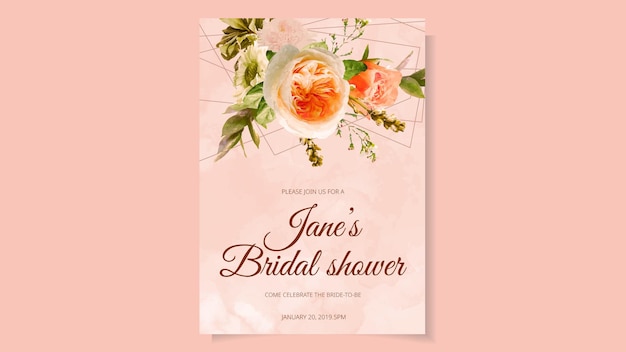 Vector bridal shower invite in floral designs