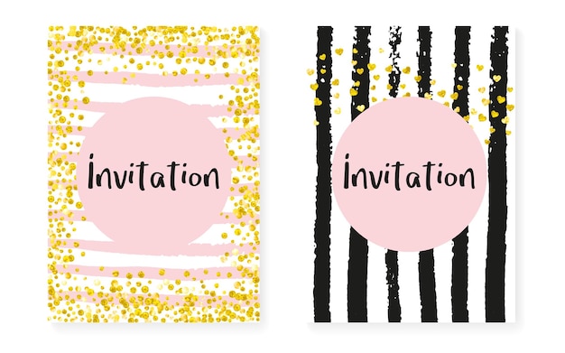 Bridal shower set with dots and sequins Wedding invitation card