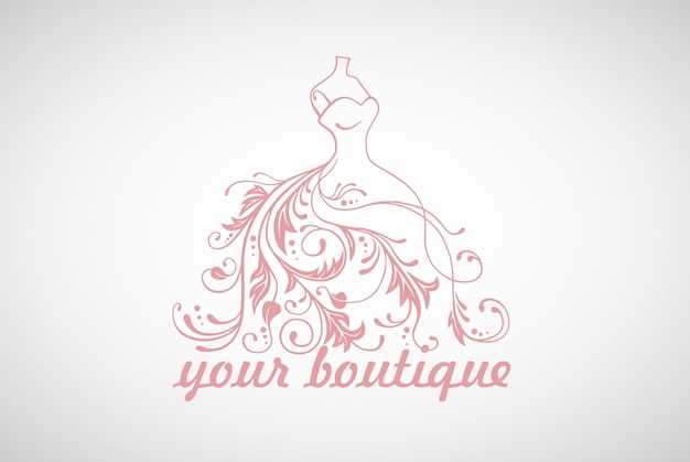 Bridal Wear Boutique Wedding Gown Sexy Dress Fashion Logo Design Template Vector Illustration