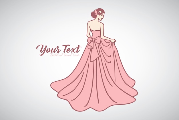 Vector bridal wear boutique wedding gown sexy dress fashion logo design vector illustration template