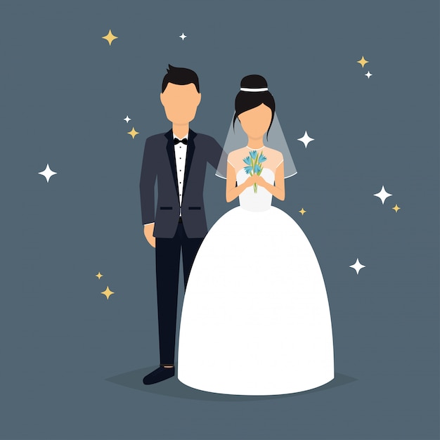 Жених и невеста. свадебная иллюстрация