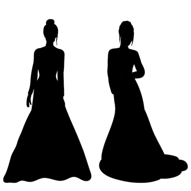 Bride black silhouette on white background isolated vector