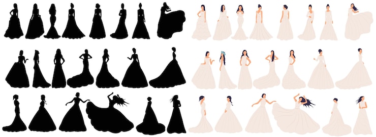Vector フラット スタイルの分離ベクトルの花嫁コレクション
