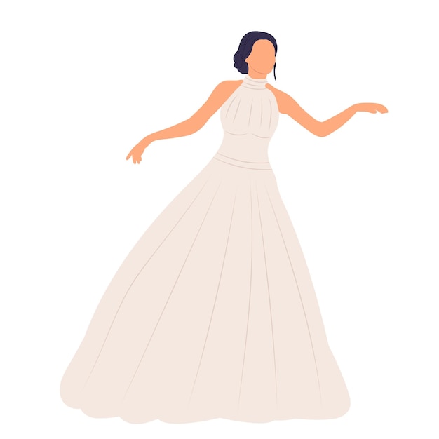 Bride dancing in flat style isolated