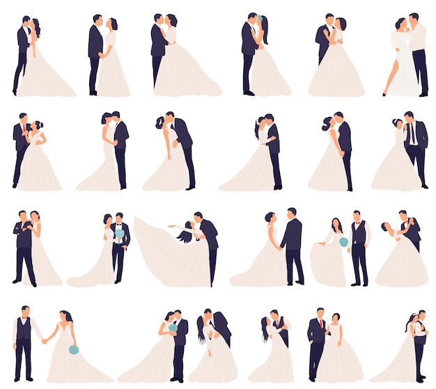 Bride and groom design silhouette isolated icon vector