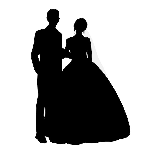 bride and groom man and woman silhouette design vector