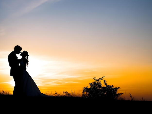 Siouette della sposa e dello sposo