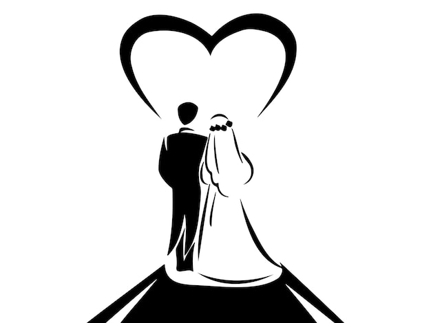 bride and groom silhouette