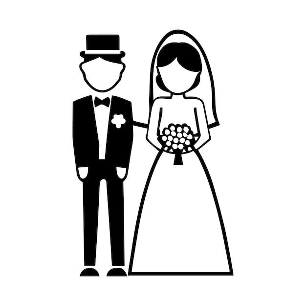 bride and groom vector design