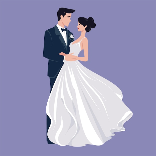 bride and groom vector