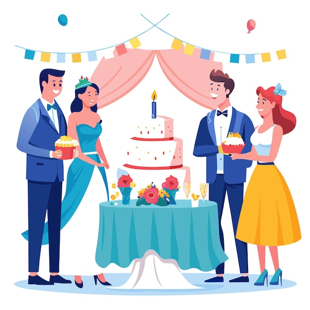 bride and groom wedding day photography vector illustration concept