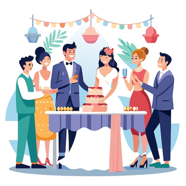 bride and groom wedding day photography vector illustration concept