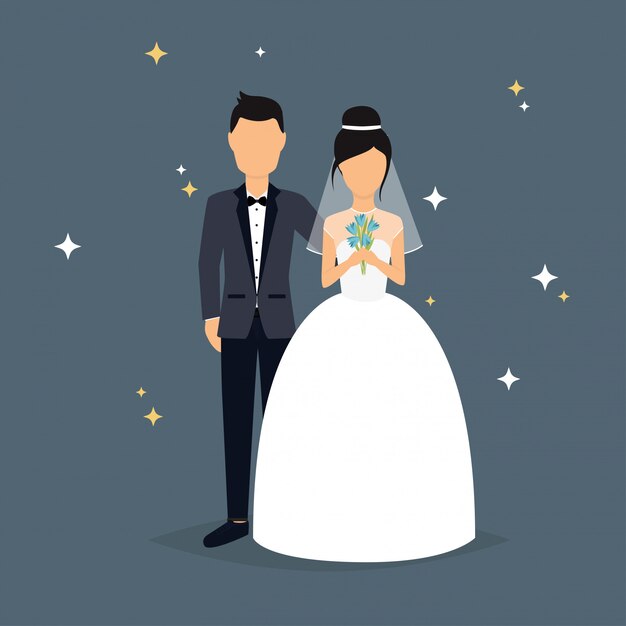 Vector bride and groom. wedding illustration