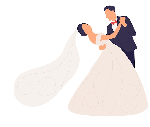 Bride and groom on white background