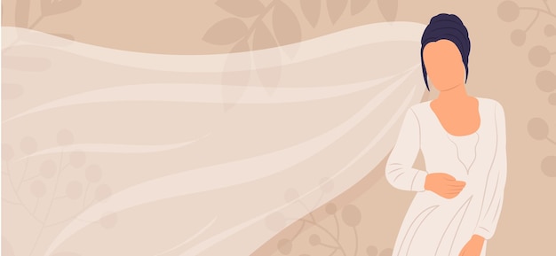 Bride portrait in flat style vector