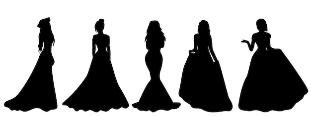 Bride princess black silhouette isolated vector