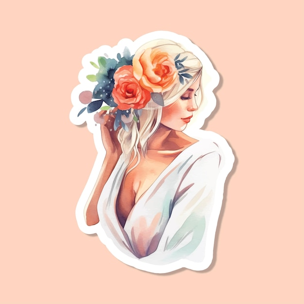 Vector bride watercolor paint sticker