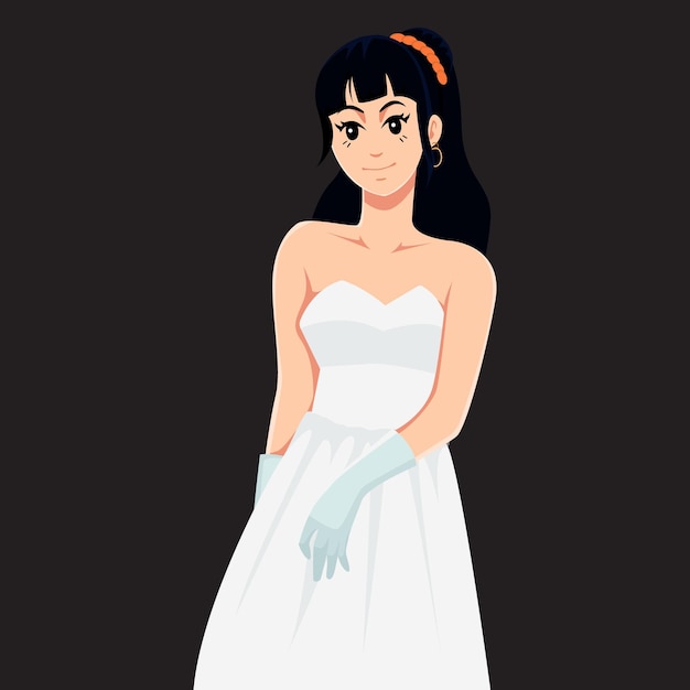 Вектор Иллюстрация дизайна свадебного персонажа невесты