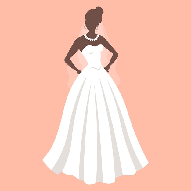 Vector bride in a wedding dress silhouette luxury wedding illustration template for invitation