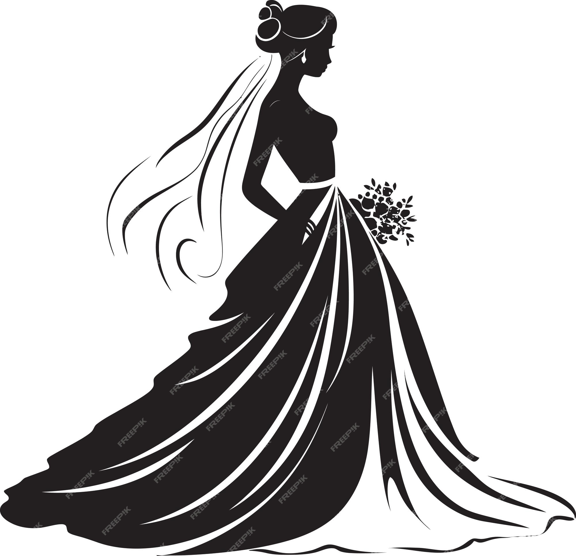 Premium Vector | Bride in white dress vector illustration bride in ...