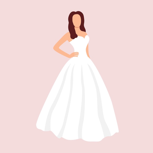 Vector bride in white wedding dress vector illustration