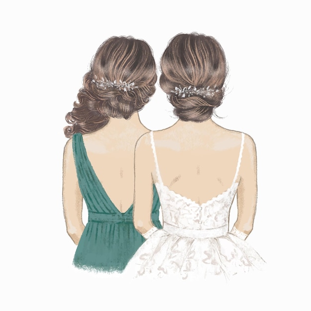 Bridesmaid or Sister of the Bride hand drawn illustration