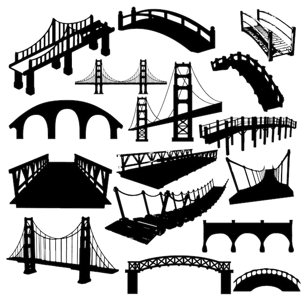 Vector bridge city bridge landscape eps vector illustration for urban designs and architecture projects