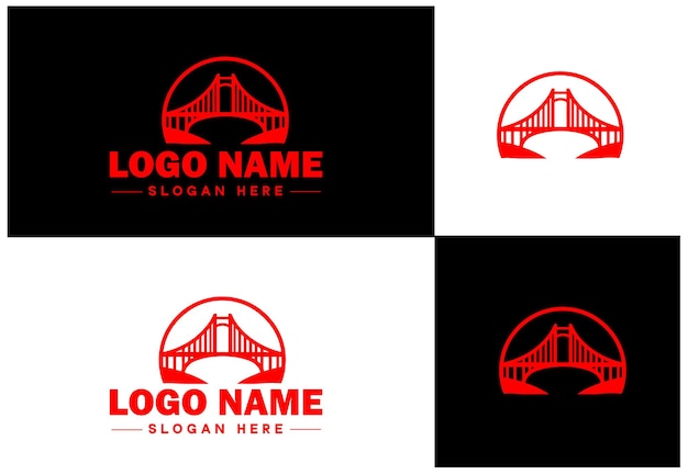 Vector bridge construction building logo icon vector for business brand app icon creative bridge logo template