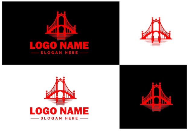 Costruzione di ponti vettore di icone del logo dell'edificio per l'icona dell'app di marca aziendale modello di logo del ponte creativo