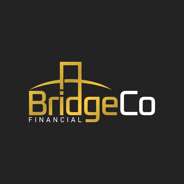 Vettore modello di progettazione del logo di lusso in oro di bridge corporation