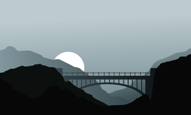 Bridge on gray background landscape vector