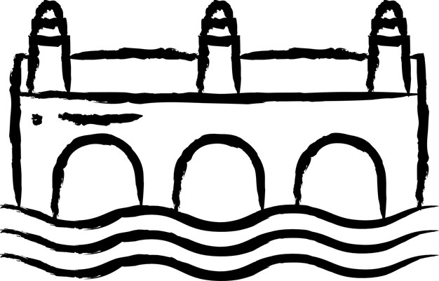 Vettore illustrazione vettoriale disegnata a mano del ponte