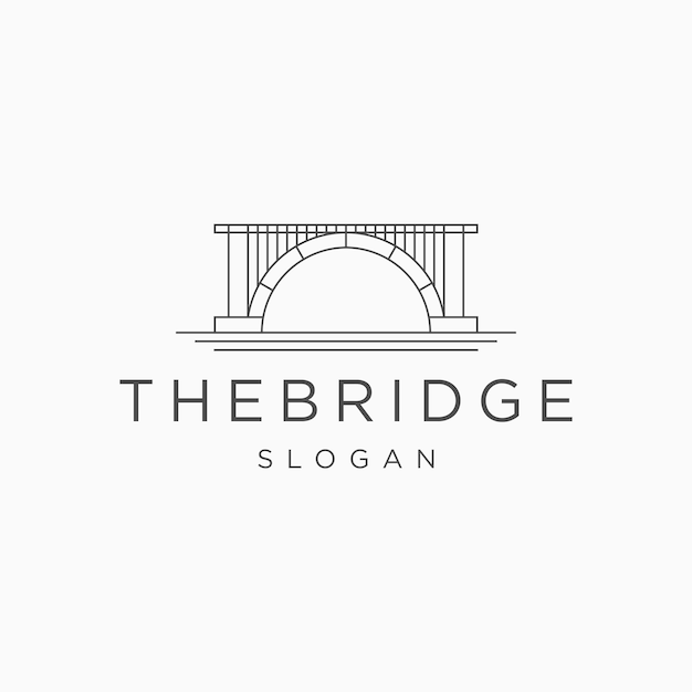 Bridge line art logo icon design template