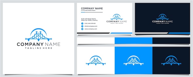 Мост современный дизайн логотипа технология абстрактная точка соединения логотипа и шаблон визитки