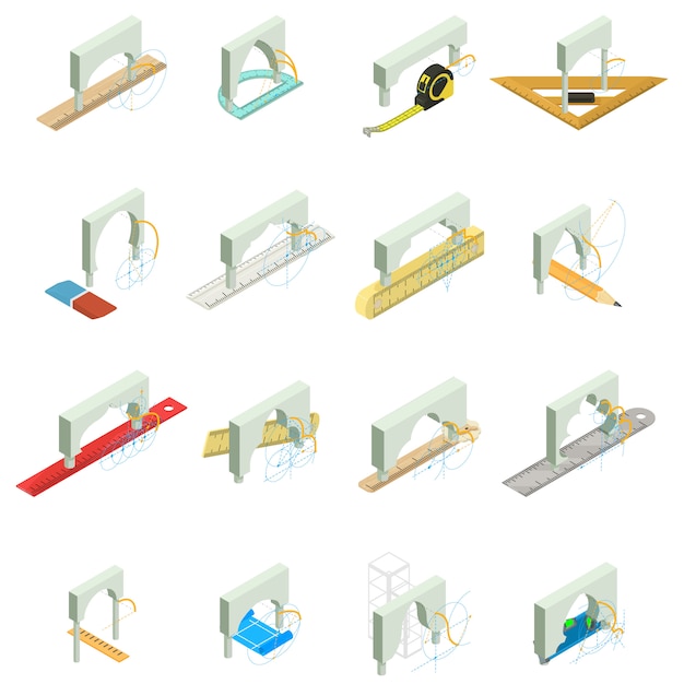 Bridge repair icon set