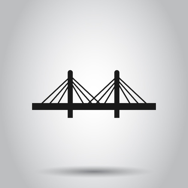 Bridge sign icon in flat style Drawbridge vector illustration on isolated background Road business concept