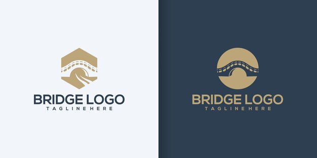 Bridge vector icon logo design template collection
