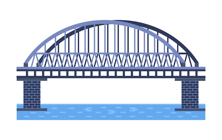 Vector bridge vector illustration city architecture element with cables freeway and bridgeconstruction