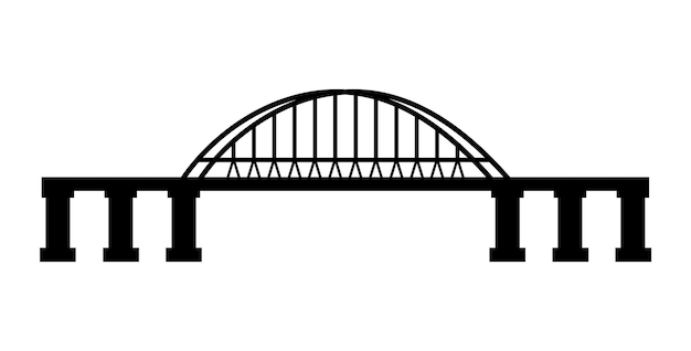 The bridge with an arch Black silhouette Flat simple illustration