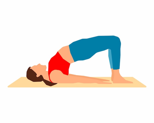 Bridge Yoga pose, woman practicing yoga exercise Healthy lifestyle.