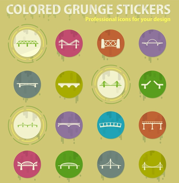 Bridges colored grunge icons