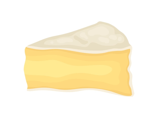 Brie concept Stuk verse kaas op witte achtergrond Origineel melkproduct Gezonde voeding Platte vectorillustratie