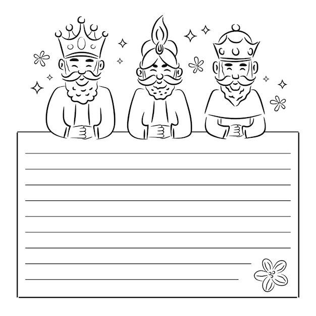 Brief aan de drie koningen vectorillustratie