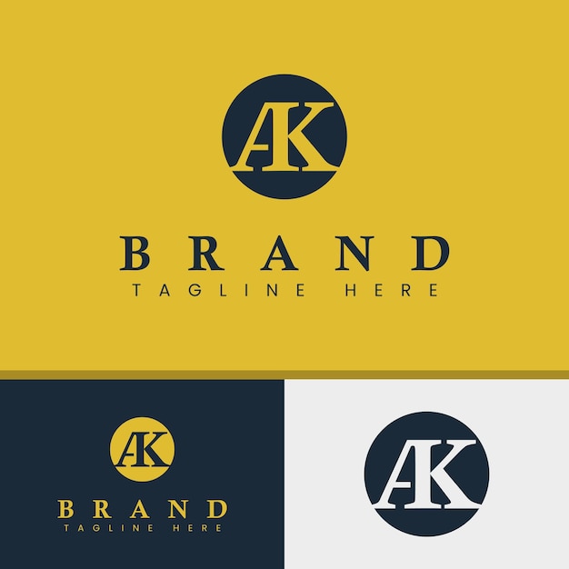 Brief AK IMonogram cirkel Logo geschikt voor elk bedrijf met AK of KA initialen