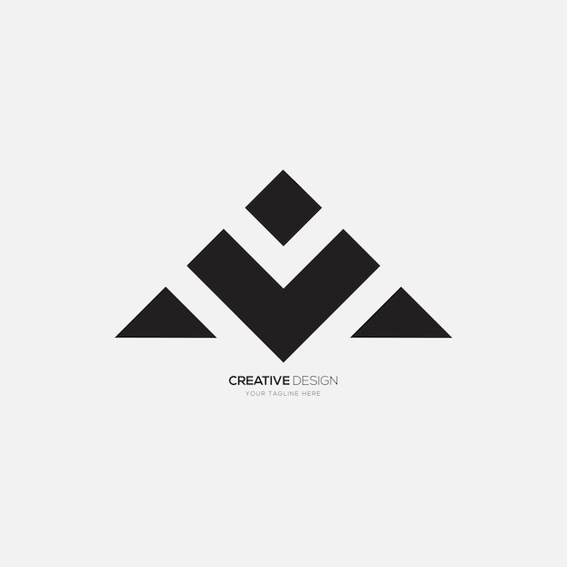 Brief avm driehoek vorm uniek piramide berg monogram zwart logo
