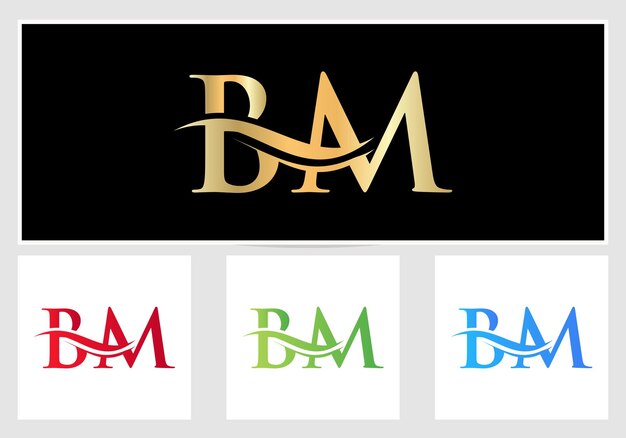 Brief BM Logo ontwerp. BM-logotype sjabloon