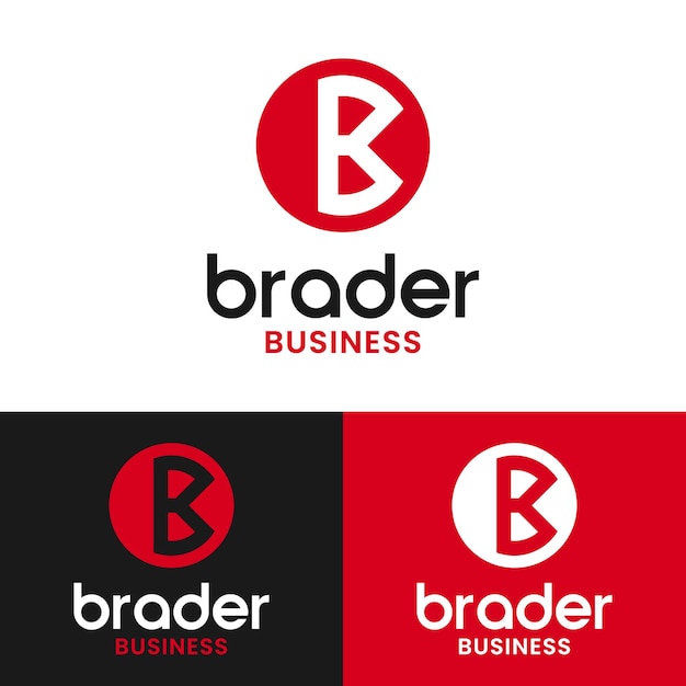 Brief eerste B rode cirkel Logo ontwerpsjabloon