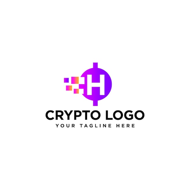 Brief eerste H cryptocurrency logo ontwerp vector