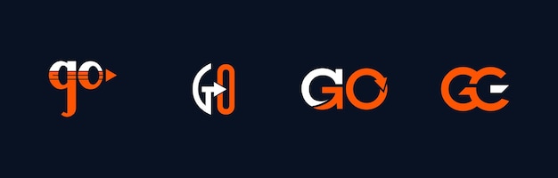 brief GO logo ontwerp met logo icoon concept